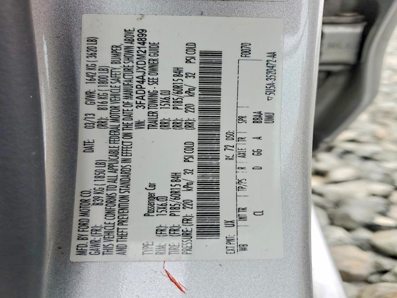 52182776 :رقم المزاد ، 3FADP4AJXDM214899 vin ، 2013 Ford Fiesta مزاد بيع