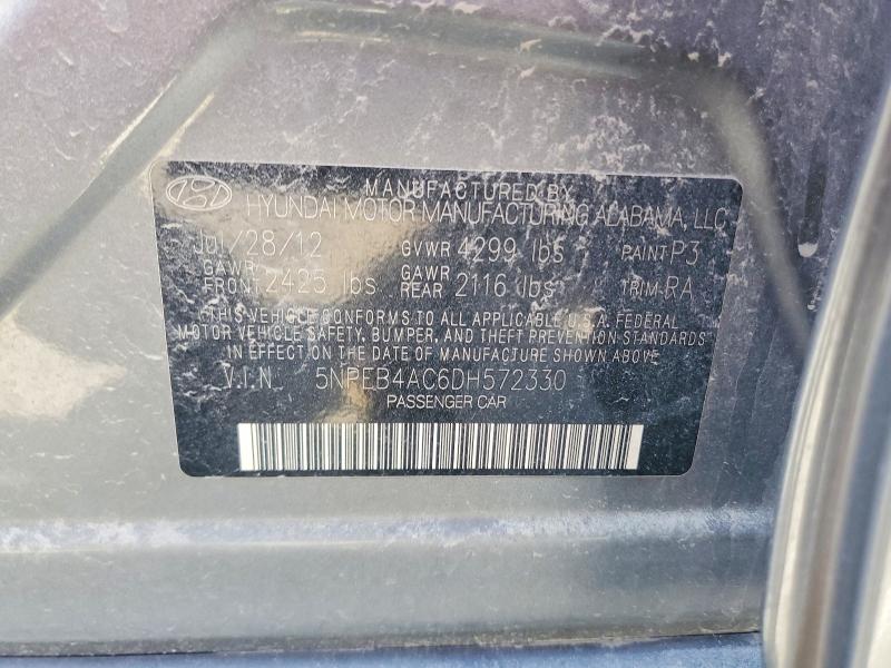 2013 Hyundai Sonata მანქანა იყიდება აუქციონზე, vin: 5NPEB4AC6DH572330, აუქციონის ნომერი: 46847946