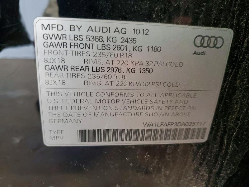 Продаж на аукціоні авто 2013 Audi Q5, vin: WA1LFAFP3DA025717, номер лоту: 55408166
