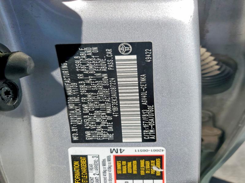 Aukcja sprzedaży 2010 Toyota Camry, vin: 4T1BF3EK3AU087224, numer aukcji: 54001106