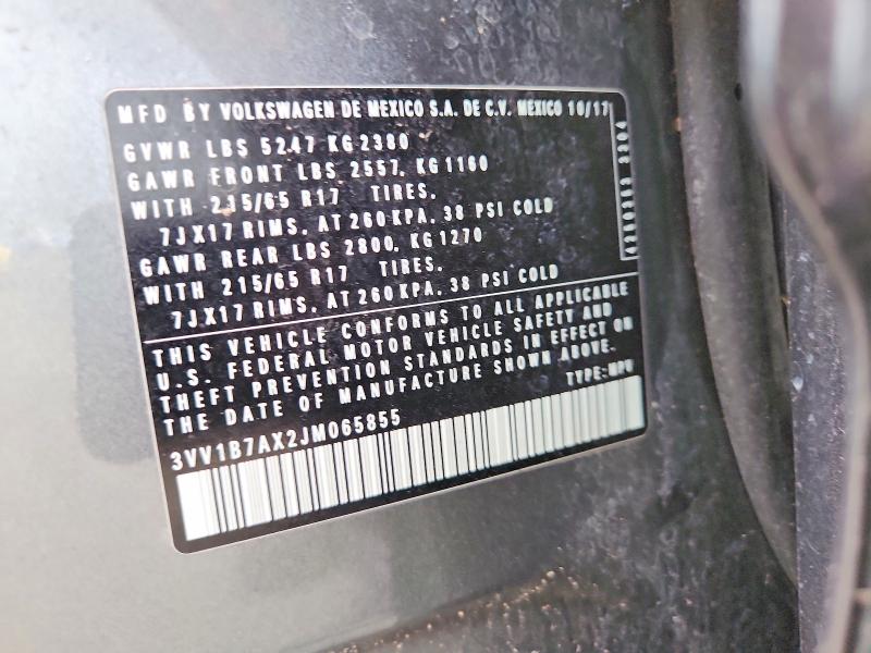Продажа на аукционе авто 2018 Volkswagen Tiguan, vin: 3VV1B7AX2JM065855, номер лота: 55410016