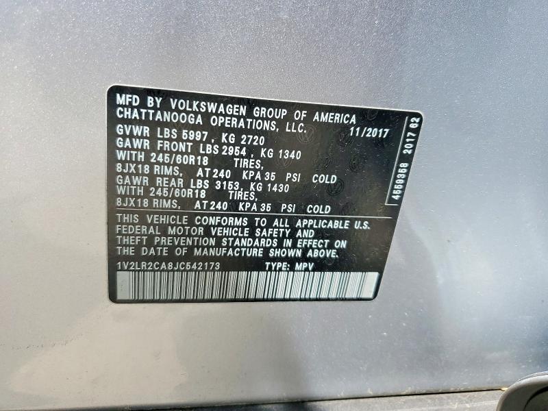 Продаж на аукціоні авто 2018 Volkswagen Atlas, vin: 1V2LR2CA8JC542173, номер лоту: 54016056