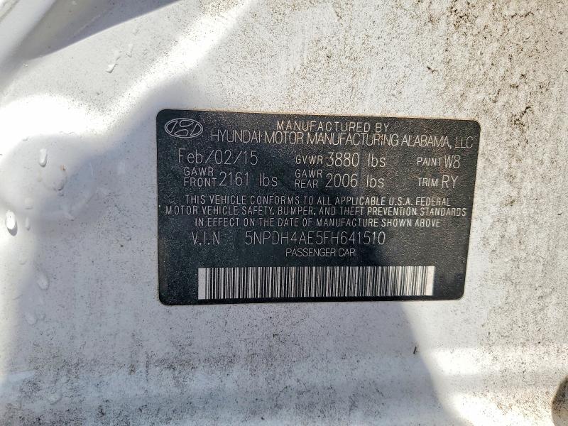 Продажа на аукционе авто 2015 Hyundai Elantra, vin: 5NPDH4AE5FH641510, номер лота: 54457396