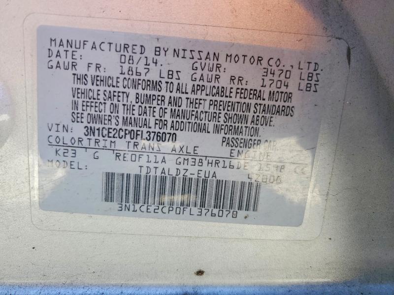 Продажа на аукционе авто 2015 Nissan Versa Note, vin: 3N1CE2CP0FL376070, номер лота: 52099766
