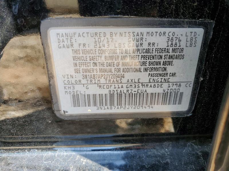 2018 Nissan Sentra მანქანა იყიდება აუქციონზე, vin: 3N1AB7AP2JY209494, აუქციონის ნომერი: 52493126