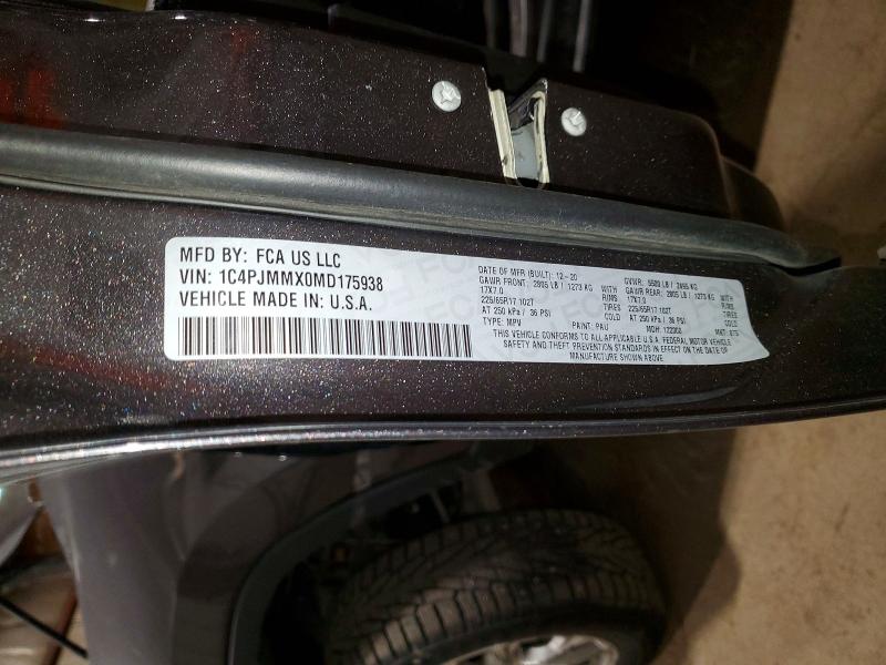 Aukcja sprzedaży 2021 Jeep Cherokee, vin: 1C4PJMMX0MD175938, numer aukcji: 53839356