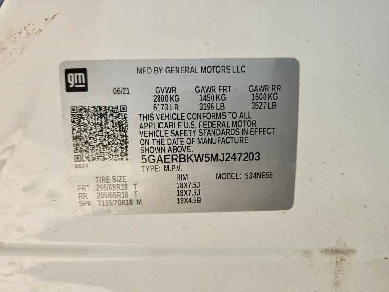 Aukcja sprzedaży 2021 Buick Enclave, vin: 5GAERBKW5MJ247203, numer aukcji: 55349946
