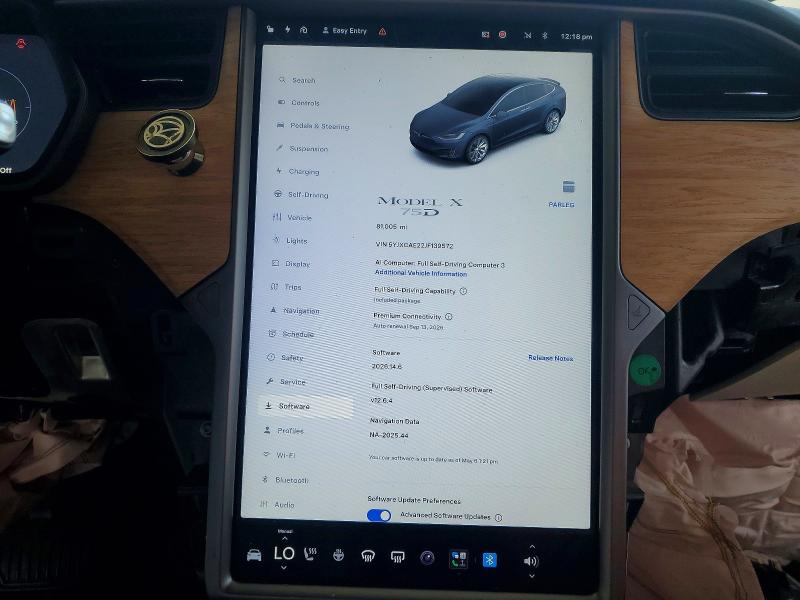 54188636 :رقم المزاد ، 5YJXCAE22JF139572 vin ، 2018 Tesla Model X مزاد بيع