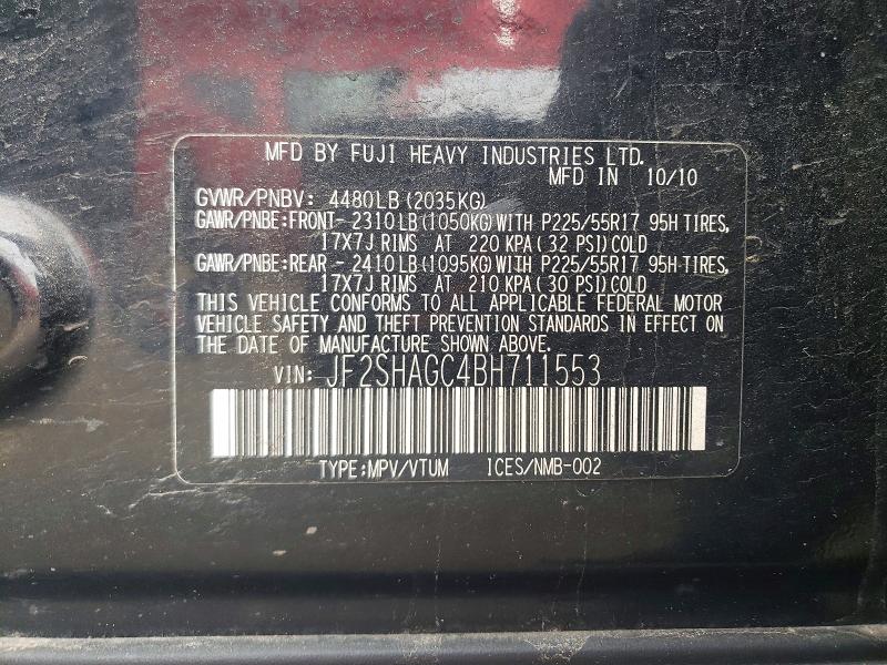 Продаж на аукціоні авто 2011 Subaru Forester, vin: JF2SHAGC4BH711553, номер лоту: 54308096