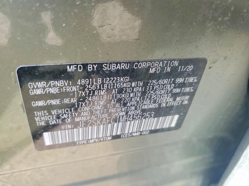 Aukcja sprzedaży 2021 Subaru Forester, vin: JF2SKAFC1MH456253, numer aukcji: 53017466