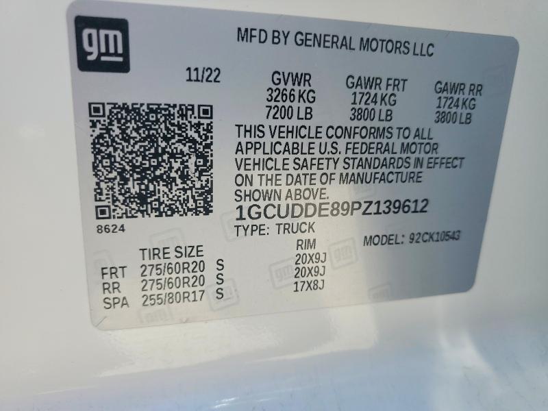 52339646 :رقم المزاد ، 1GCUDDE89PZ139612 vin ، 2023 Chevrolet Silverado مزاد بيع