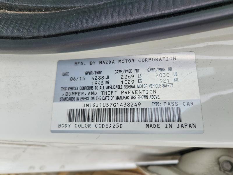 Продаж на аукціоні авто 2016 Mazda 6, vin: JM1GJ1U57G1438249, номер лоту: 55173446