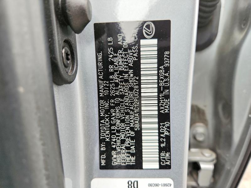 52743126 :رقم المزاد ، 58ADA1C12PU028172 vin ، 2023 Lexus Es 300h مزاد بيع