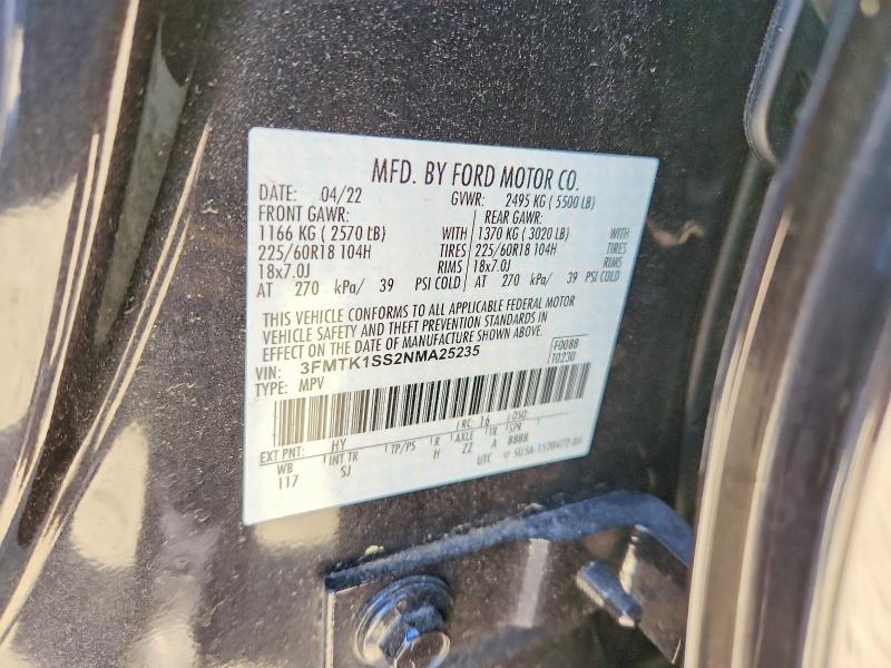2022 Ford Mustang Mach-e მანქანა იყიდება აუქციონზე, vin: 3FMTK1SS2NMA25235, აუქციონის ნომერი: 51886746
