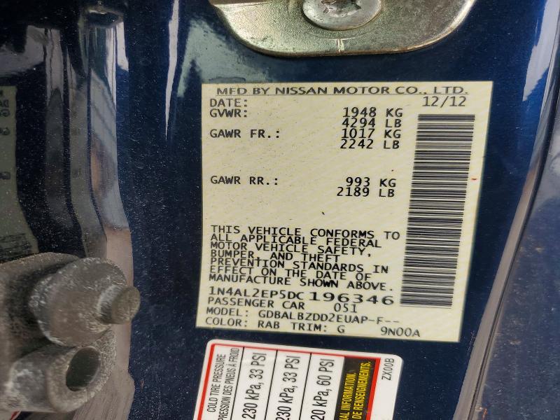 2013 Nissan Altima მანქანა იყიდება აუქციონზე, vin: 1N4AL2EP5DC196346, აუქციონის ნომერი: 52643286