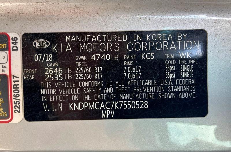 53143556 :رقم المزاد ، KNDPMCAC7K7550528 vin ، 2019 Kia Sportage مزاد بيع
