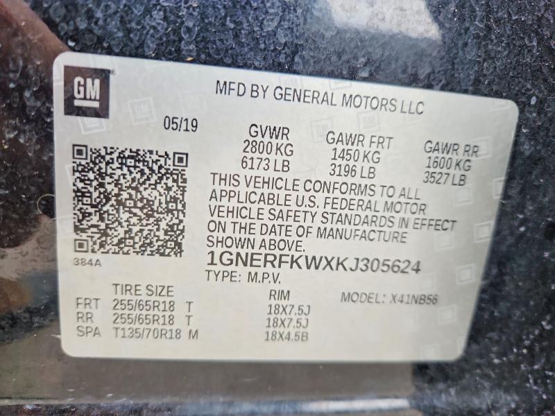 Aukcja sprzedaży 2019 Chevrolet Traverse, vin: 1GNERFKWXKJ305624, numer aukcji: 51989276