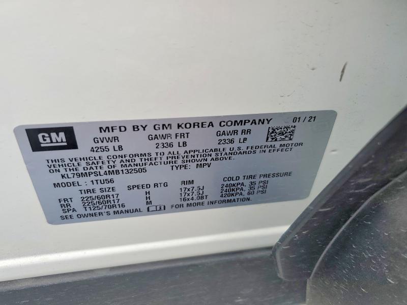Aukcja sprzedaży 2021 Chevrolet Trailblazer, vin: KL79MPSL4MB132505, numer aukcji: 53230916