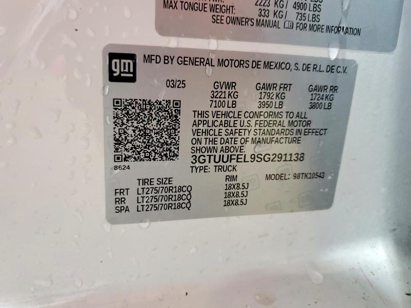 Продаж на аукціоні авто 2025 Gmc Sierra, vin: 3GTUUFEL9SG291138, номер лоту: 51707946