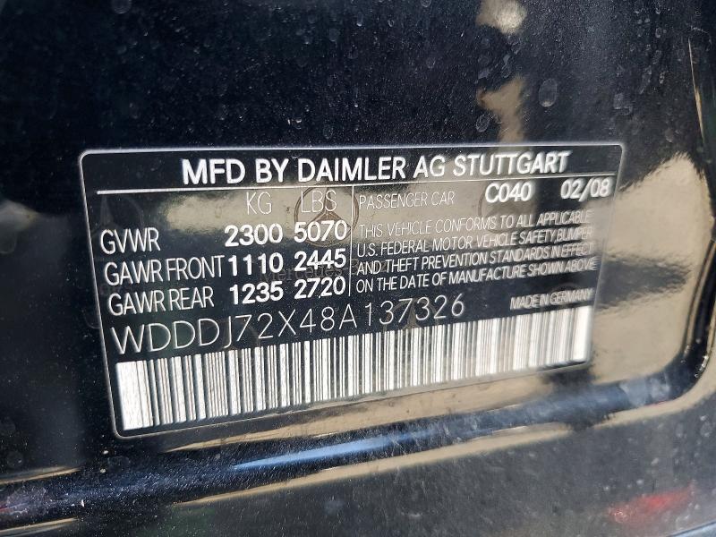 Продажа на аукционе авто 2008 Mercedes-benz Cls, vin: WDDDJ72X48A137326, номер лота: 52890916