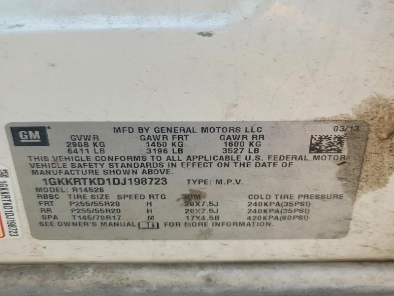 2013 Gmc Acadia მანქანა იყიდება აუქციონზე, vin: 1GKKRTKD1DJ198723, აუქციონის ნომერი: 52211466