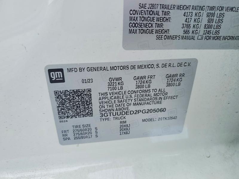 Продажа на аукционе авто 2023 Gmc Sierra, vin: 3GTUUDED2PG205060, номер лота: 54505306