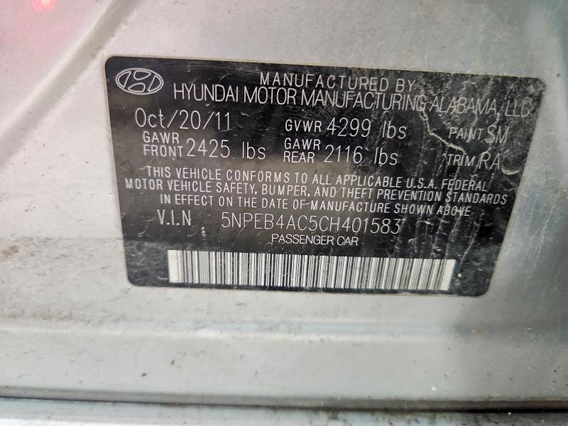 Продажа на аукционе авто 2012 Hyundai Sonata, vin: 5NPEB4AC5CH401583, номер лота: 54603456