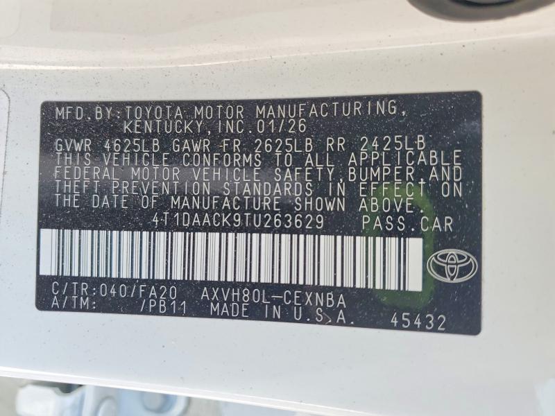 Продажа на аукционе авто 2026 Toyota Camry, vin: 4T1DAACK9TU263629, номер лота: 53412296