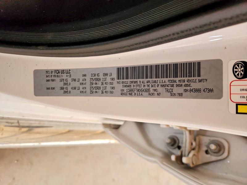 53983826 :رقم المزاد ، 1C6RREFT0KN543695 vin ، 2019 Ram 1500 مزاد بيع