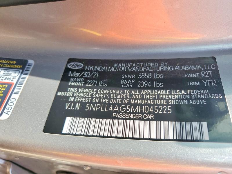 Aukcja sprzedaży 2021 Hyundai Elantra, vin: 5NPLL4AG5MH045225, numer aukcji: 54849616
