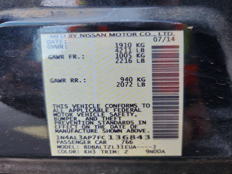 Aukcja sprzedaży 2015 Nissan Altima, vin: 1N4AL3AP7FC136843, numer aukcji: 52322566