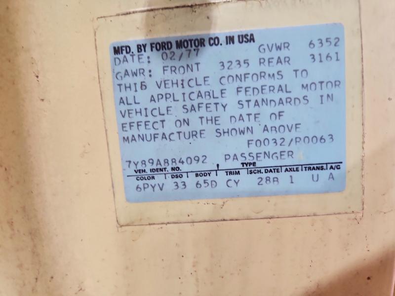 53457116 :رقم المزاد ، 7Y89A884092 vin ، 1977 Lincoln Continental مزاد بيع