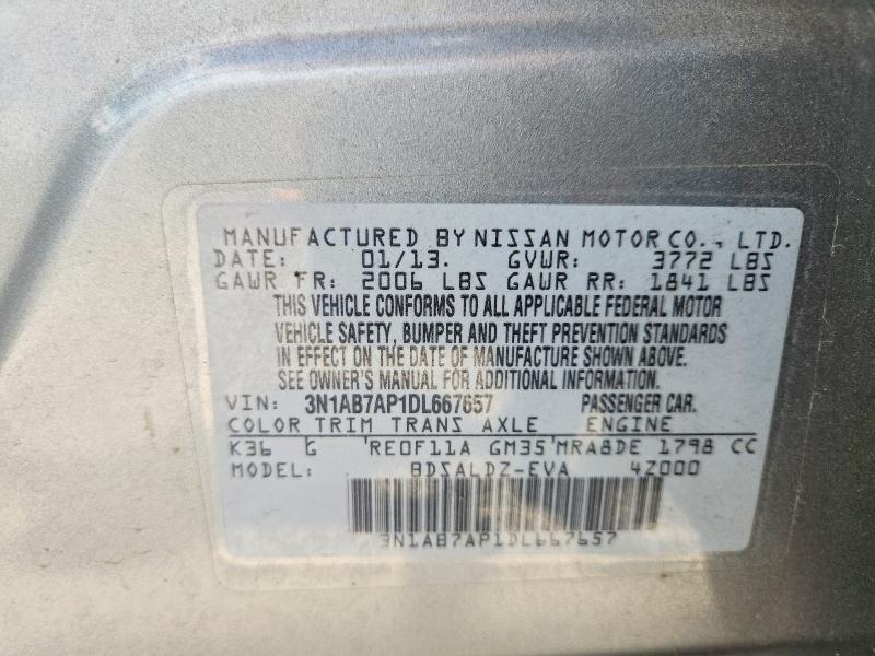 Aukcja sprzedaży 2013 Nissan Sentra, vin: 3N1AB7AP1DL667657, numer aukcji: 55116156