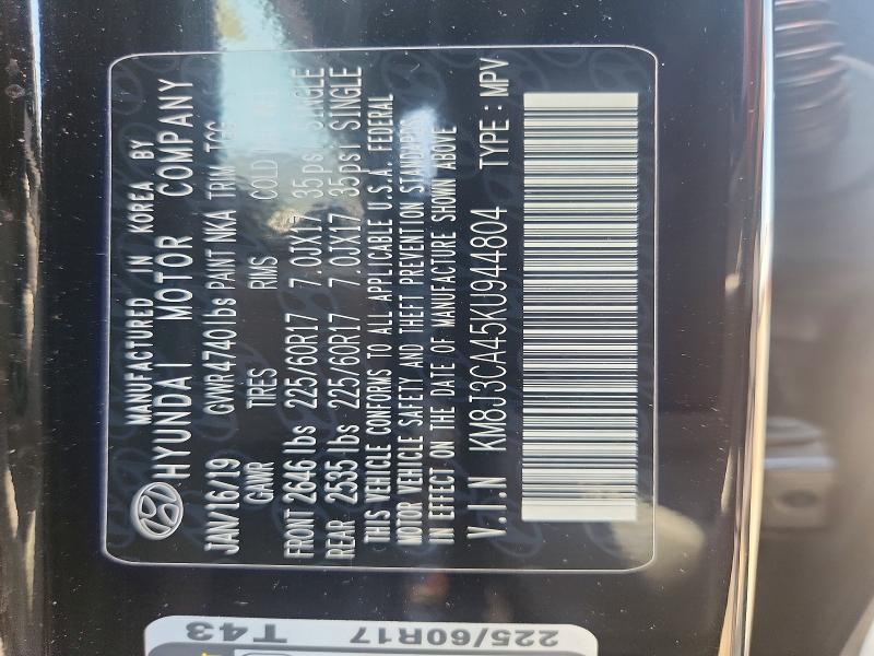 Aukcja sprzedaży 2019 Hyundai Tucson, vin: KM8J3CA45KU944804, numer aukcji: 53912656