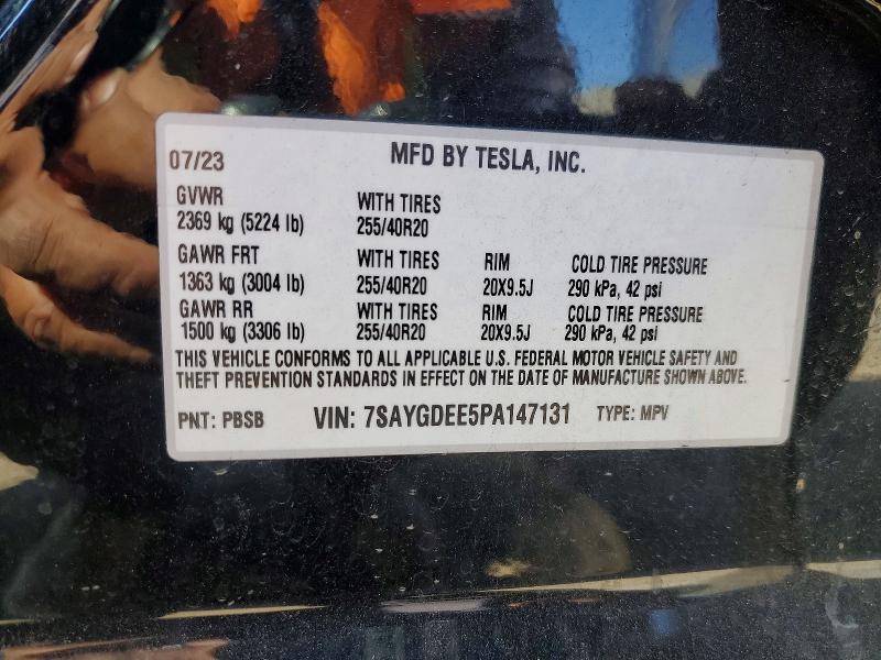 Продажа на аукционе авто 2023 Tesla Model Y, vin: 7SAYGDEE5PA147131, номер лота: 52847966