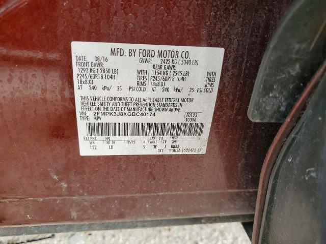 Aukcja sprzedaży 2016 Ford Edge, vin: 2FMPK3J8XGBC40174, numer aukcji: 55642216