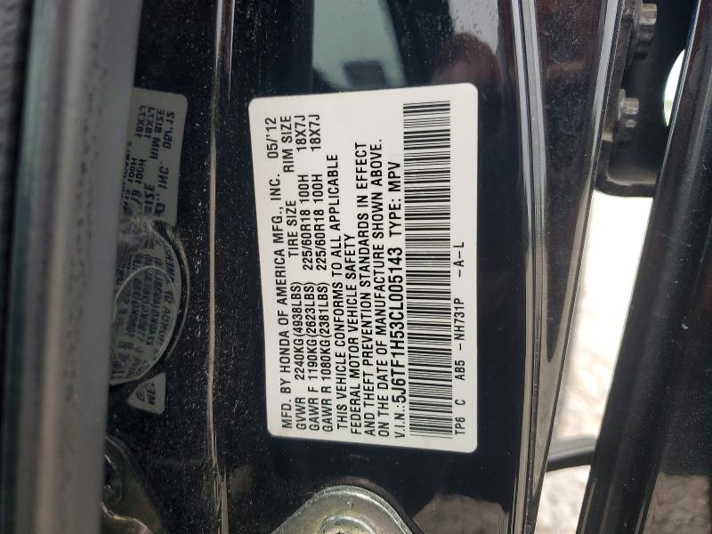 51777546 :رقم المزاد ، 5J6TF1H53CL005143 vin ، 2012 Honda Crosstour مزاد بيع