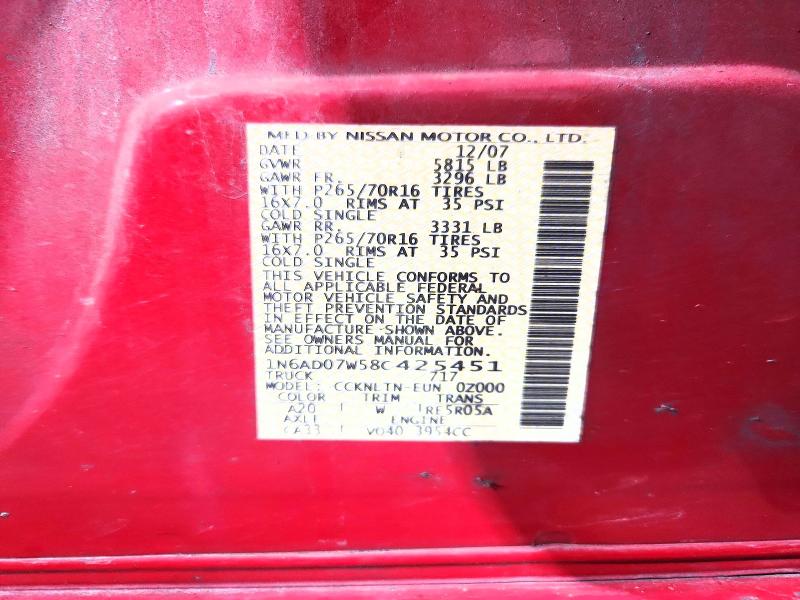 Aukcja sprzedaży 2008 Nissan Frontier, vin: 1N6AD07W58C425451, numer aukcji: 53282216