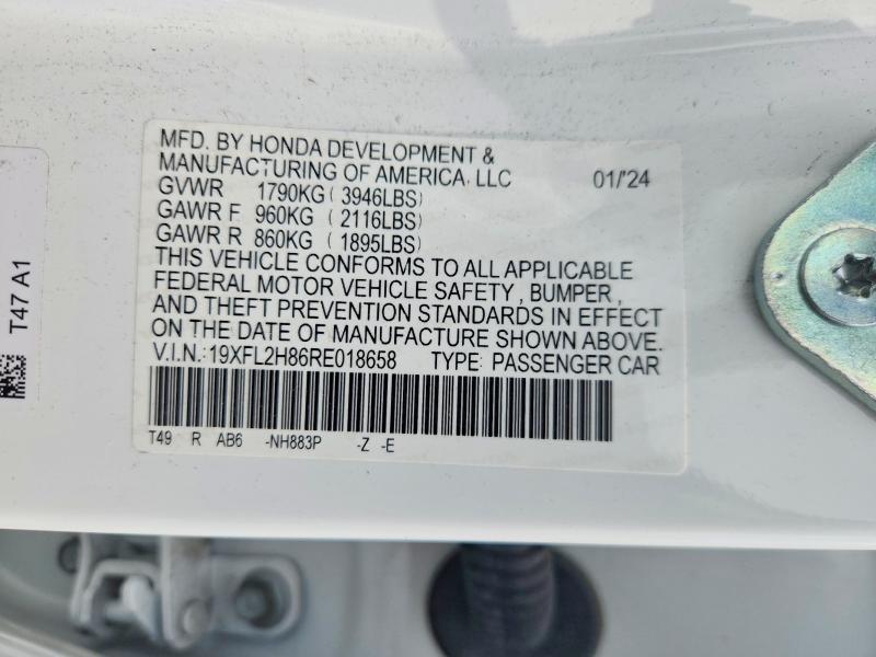 Aukcja sprzedaży 2024 Honda Civic, vin: 19XFL2H86RE018658, numer aukcji: 55609576