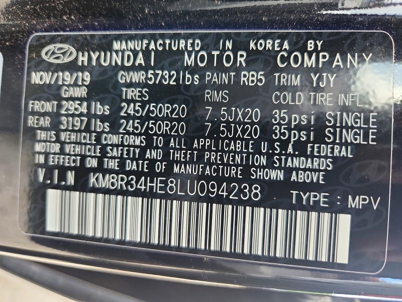 Aukcja sprzedaży 2020 Hyundai Palisade, vin: KM8R34HE8LU094238, numer aukcji: 55602526
