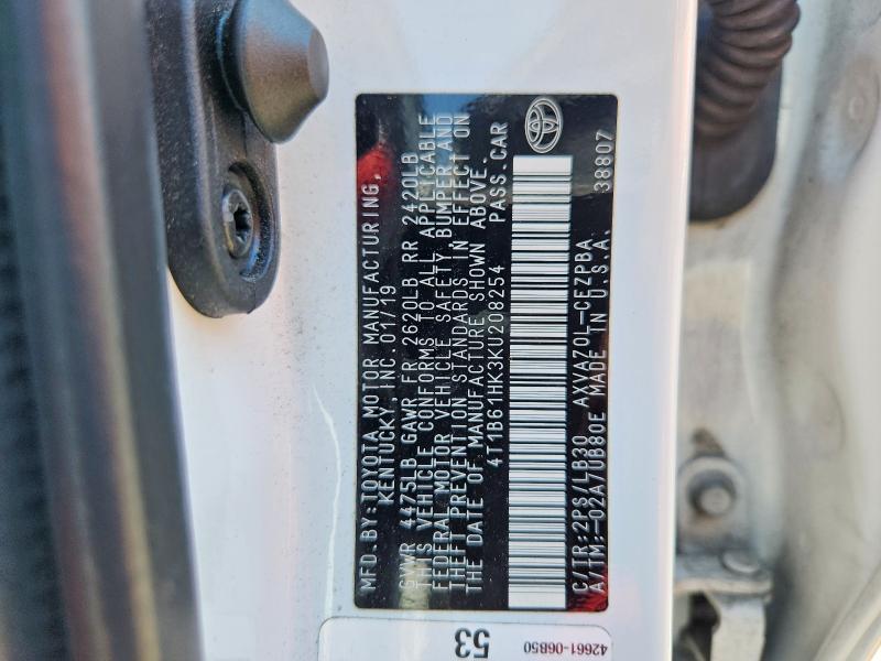 Aukcja sprzedaży 2019 Toyota Camry, vin: 4T1B61HK3KU208254, numer aukcji: 54535166