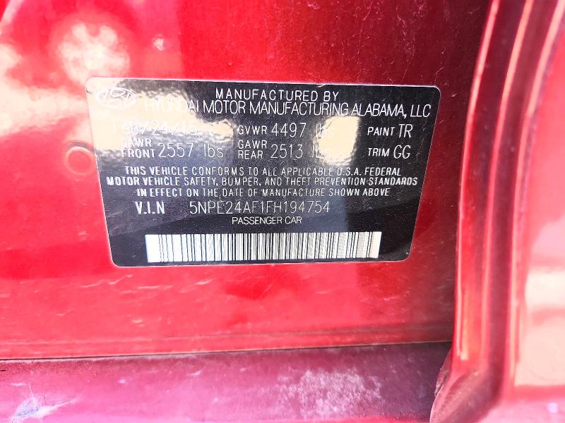 2015 Hyundai Sonata მანქანა იყიდება აუქციონზე, vin: 5NPE24AF1FH194754, აუქციონის ნომერი: 52921336