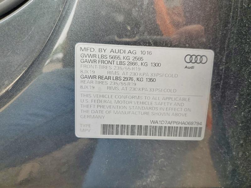 54681246 :رقم المزاد ، WA1D7AFP6HA068794 vin ، 2017 Audi Q5 مزاد بيع