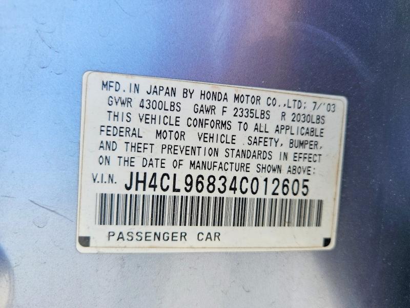 54078446 :رقم المزاد ، JH4CL96834C012605 vin ، 2004 Acura Tsx مزاد بيع