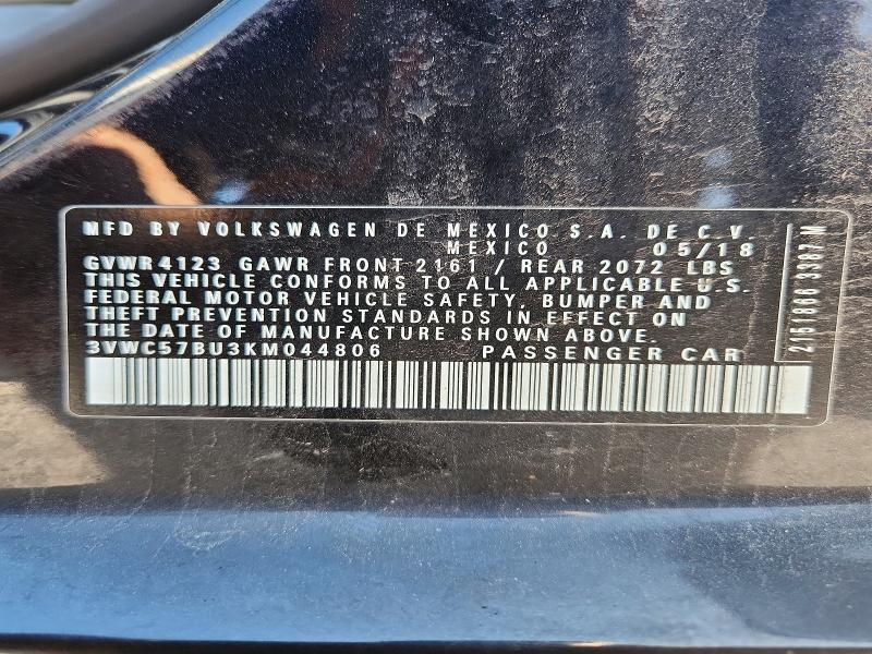 Aukcja sprzedaży 2019 Volkswagen Jetta, vin: 3VWC57BU3KM044806, numer aukcji: 53265436