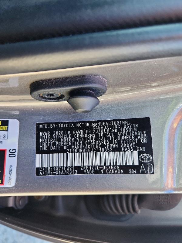 2018 Toyota Corolla მანქანა იყიდება აუქციონზე, vin: 2T1BURHE6JC118353, აუქციონის ნომერი: 52710156