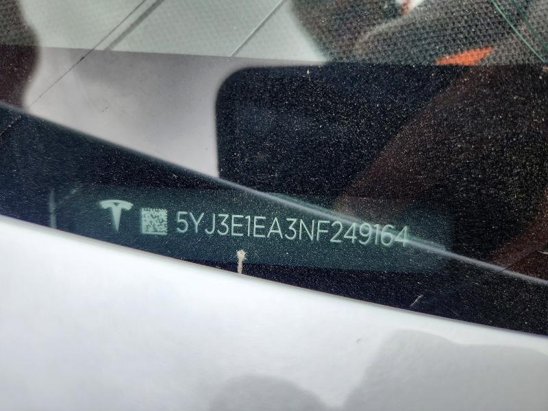 Aukcja sprzedaży 2022 Tesla Model 3, vin: 5YJ3E1EA3NF249164, numer aukcji: 55240376