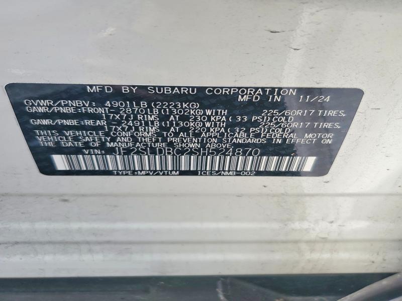 Продаж на аукціоні авто 2025 Subaru Forester, vin: JF2SLDBC2SH524870, номер лоту: 54790326