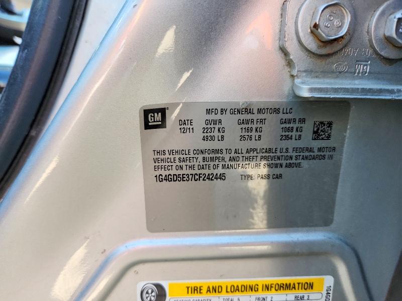 2012 Buick Lacrosse მანქანა იყიდება აუქციონზე, vin: 1G4GD5E37CF242445, აუქციონის ნომერი: 55337406