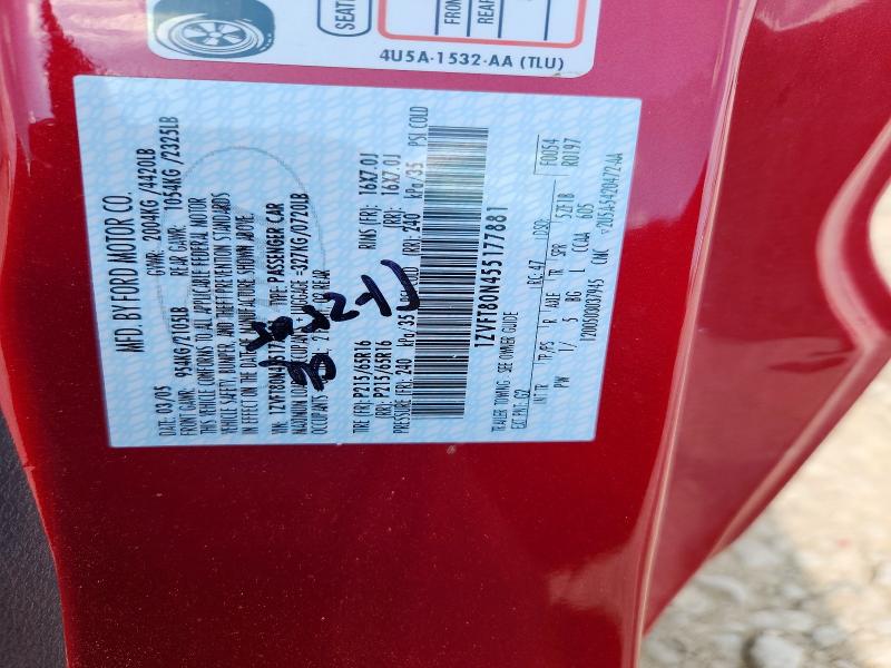 Aukcja sprzedaży 2005 Ford Mustang, vin: 1ZVFT80N455177881, numer aukcji: 54022666